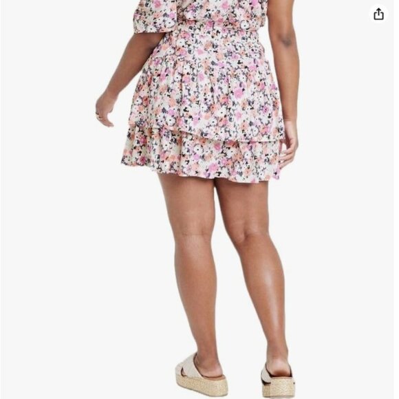 Universal Thread Floral Tiered Mini Skirt XXL - Picture 2 of 11